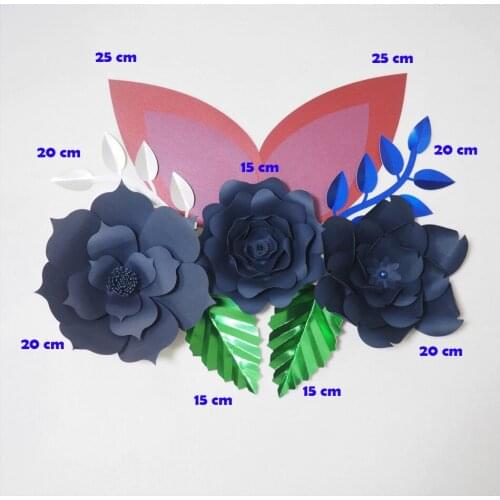 DIY Giant Paper Flowers Artificial Rose Fleurs Artificielles Backdrop 3pcs+ 4 Leave + 2 Ears Wedding Nursery Decor With Video
