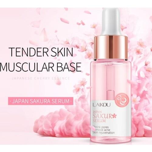 15ml Sakura Face Serum Shrink Pores Remove Acne Liquid Moisturizing Face Brighten Lift Firming Skin Care Skin Serum TSLM2