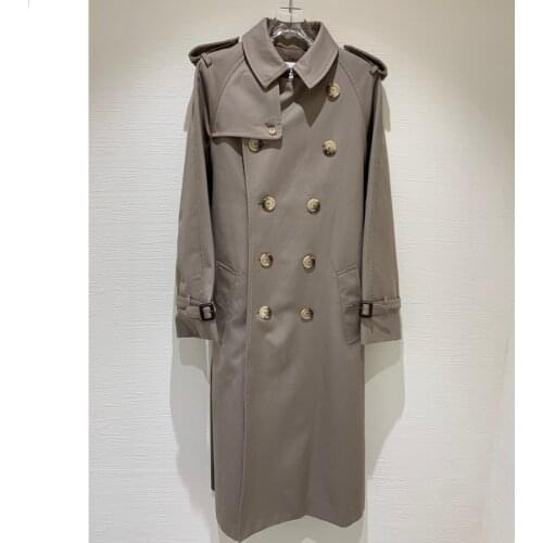 High-end Long Trench Coat Women Wool Cotton Trench Coat Autumn Winter Double-breasted Epaulettes Lace-up Trench Casual Coat