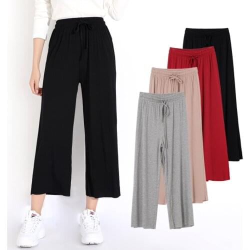 Comfortable Solid Modal Long Home Pants Plus Size Women Sleep bottoms Female Lounge Wear Night Wear Home Casual Out Pants