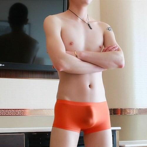 Hirigin Fashion Sexy Seamless Boxer Men Underwear Transparent Trunks Bulge Mens Shorts Cuecas Underpants