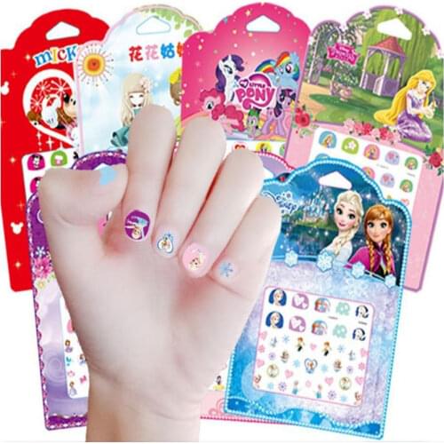 1 pieces Disney girls Frozen elsa and Anna Makeup Toys Nail Stickers snow White Princess Sophia Minnie kids Disney sticker toy