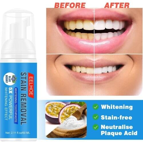 1PC Fruit Flavor Foam Toothpaste Whitening Toothpaste For Bad Breath Stains Adult Natural Ingredients Teeth Cleaning Tooth Care