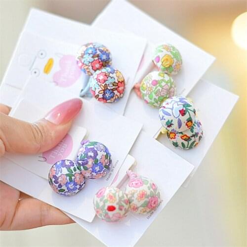10pair/Lot Korean Kids Floral Button Elastic Hair Bands Hair Rope Sweet Girls Hair Scrunchie Ponytail Holder Hair Ring Headdress