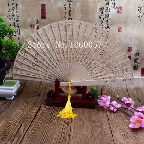 100pcs Wedding Favor Gift Sandalwood Cutout Hand Folding Fans+DHL Free Shipping
