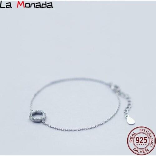 15cm-18.5cm Hexagon Charm 925 Silver Bracelet For Women Girls Female Silver 925 Jewelry Woman Chain Bracelet On Hand Ladies