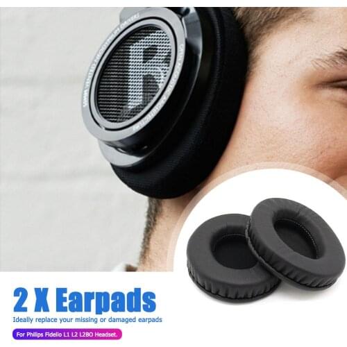 2pcs Earpads Soft Cushions Outdoor Enjoyable Earphone Earmuffs Replacement Ornament for Philips Fidelio L1 L2 L2BO