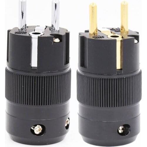 High Quality Hi End Audio Hi-End 24k Gold Plated/ Rhodium Plated Schuko EU Power plug DIY Mains power cable