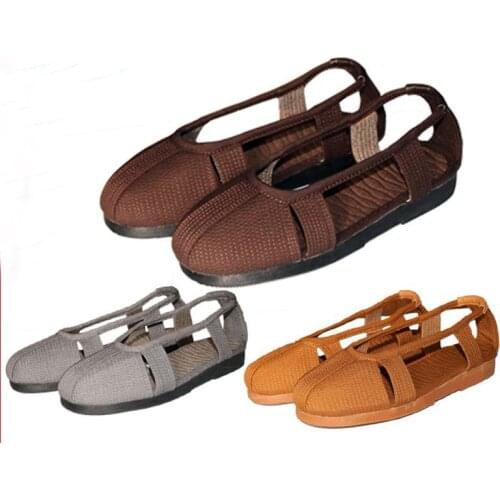 2color gray/yellow Summer buddhist zen shoes buddha Lay meditation lohan arhat shoes shaolin monk shoes sandals comfortable