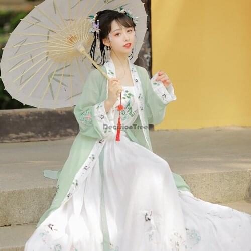 2021 traditional chinese style hanfu clothes woman elegant ancient folk dance costume ancient chinese vintage performance dress