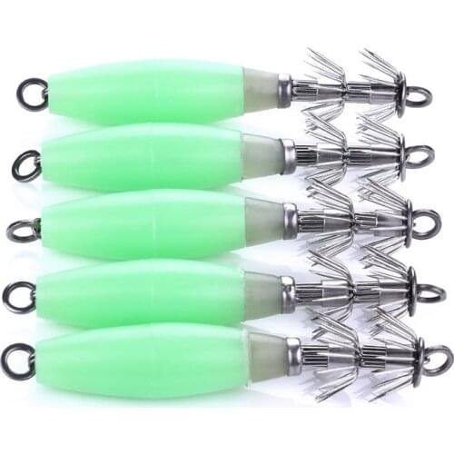 5pcs/Lot Luminous Vivid Lifelike Simulation Squid Hook Fishing Tackle Lures Squid Jig Lures with Hook 10cm 15g Fishing Tackle