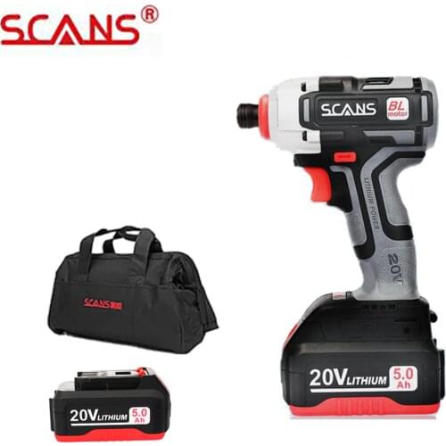 SCANS SC2180 Professional Tool 20V Cordless Brushless Lithium Impact Driver Impact Screwdriver with Li-ion Battery Free Return