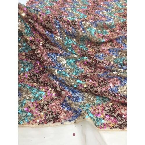 Sequins Net Lace Fabric 2020 High Quality African Mesh Wedding Bride Dress Sewing Sequined Embroidered Material XX33121