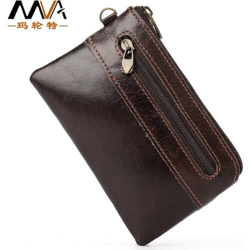 Mens Purse Coin Purse Leather Retro Cowhide Zipper Card Case Mini Wallet Unisex Wallet