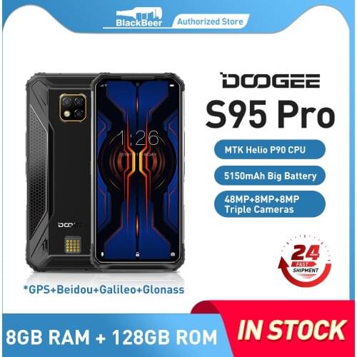 DOOGEE S95 Pro 6.3" 1080*2160 Rugged Smartphone IP68 MTK Helio P90 Mobile Phone 8GB 128GB Cellphone 48MP AL Triple Cameras