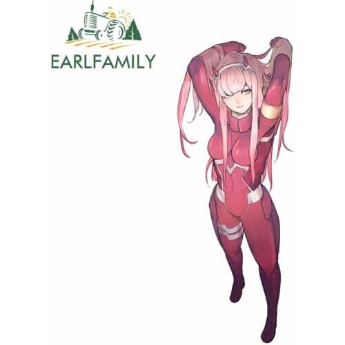 EARLFAMILY 13cm x 5.2cm For Zero Two Car Stickers Campervan Decal Waterproof Sunscreen Scratch-Proof Decals Decoration