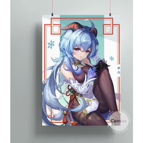 Canvas Anime Ganyu Genshin Impact Pictures Home Manga Decoration Paintings Poster HD Prints Wall Art Modular Living Room
