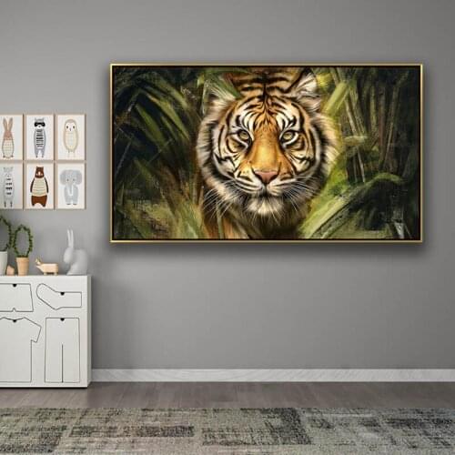 Tiger jungle Art Canvas Print Painting Animals Wall Picture Living Room Modern Home Decoration Poster