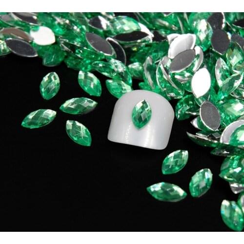 Glue On rhinestone Fashion Light Emerald 3D Crystal Horse Eyes Gem Glitters Rhinestones DIY Nail Art Tips Decoration Manicure