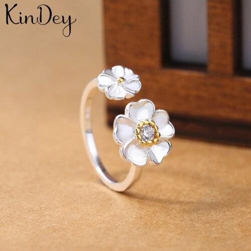 Kindey Korean Trendy Silver Color Flowers Rings For Women Lady Men Antique Rings Open Finger Jewelry