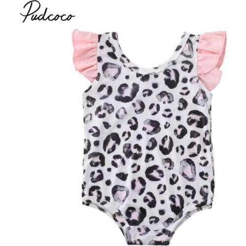 Pudcoco Baby Girl Leopard Printed Swimwear Toddler Kid Girls Ruffle Bikini Swimsuit Summer One Piece Monkini 1-5T