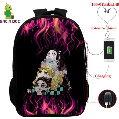 Fashion Book Bags for Children Anime School Bags Girls 3D Kimetsu No Yaiba 3d Print School Backpacks for Teenager Boys Mochilas