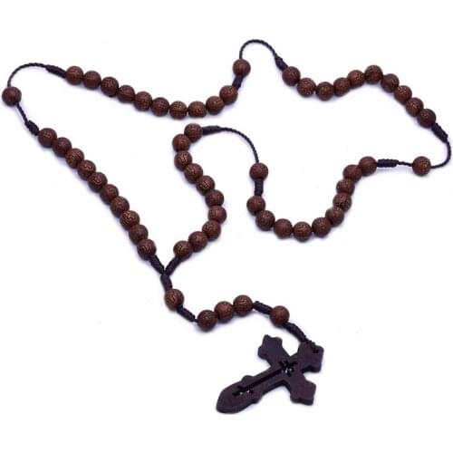 Prayer Rosaries Acrylic Cross Beads Rosary Necklace Saint Cross Pendants Necklaces for Men Car Hangings Church Jewelry