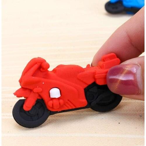 Cartoon rubber three-dimensional motorcycle modeling creative stationery school supplies eraser kindergarten cute prizes