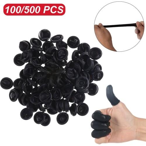 100 Pcs Disposable Finger Cover Natural Latex Non-slip Anti-static Latex Finger Cots Fingertips Protector Gloves Nail Art Tool