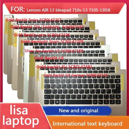 New Original For Lenovo AIR 13 710S Ideapad 710s-13 710S-13ISK Palmrest Keyboard Upper Case Cover Silver Gold Backlit US RU GR