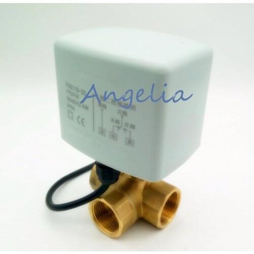 New G3/4" DN20 Brass 3 Way 220V/24VAC 3 wires Motorized Ball Valve L Type Electrical Actuator Valve