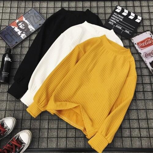 Autunno E Inverno Nuovo Maglione Da Donna Tinta Unita Basic Manica Lunga O-collo Moda Sciolto Maglione Harajuku Slim Shirt