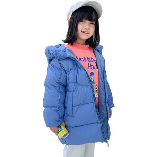 Down Jacket Winter Childrens Boys and Girls Clothing New Thickened Medium and Large Childrens White Duck Warm Long Down Jacket