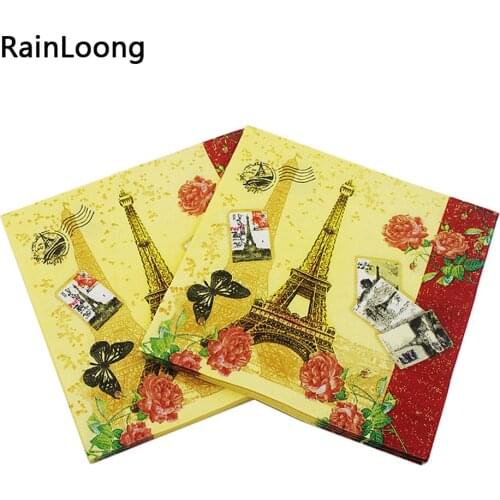 [RainLoong] Tower Paper Napkins Event & Party Supplies Tissue Napkin Decoupage Decor Supply Party 33*33cm 1 pack (20pcs/pack)