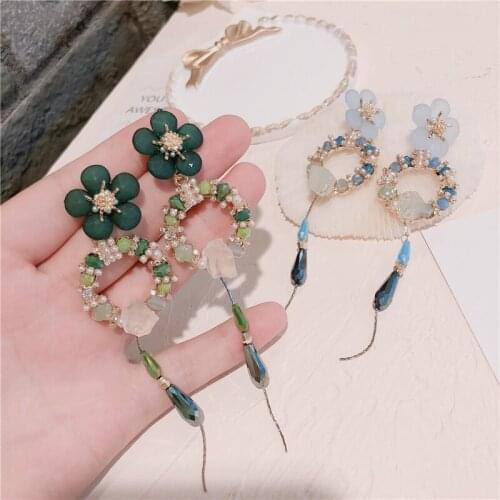 Luxury Summer Ear Jewelry for Women Stud Earrings Flower Heart Crystal Earrings Party Engagement Earrings Gifts