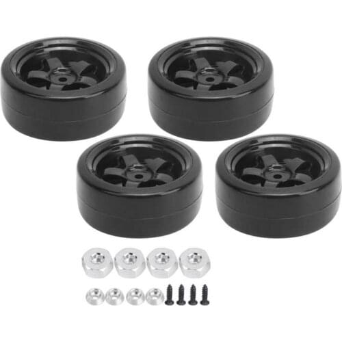 RC Wheel Rim Tire Strong Cushioning RC Drift Tires Set for WPL D12 1/10 RC Car for RC 1/10 On-Road Racing Car and Drift Car