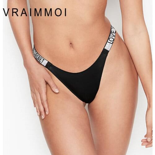 G-String Panties Sexy Underwear Women Thong Female Underpants Culotte Strass Crystal Low Waist Rhinestone Panties