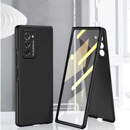 Shockproof Tempered Film Phone Case All-inclusive Protective Cover Shell for Samsung Galaxy Z Fold 2 Phone