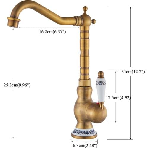 Vidric Euro Retro Antique Brass Basin Faucet Porcelain Creamic Single Handle Mixer Tap 360 Rotation Bathroom Faucet torneiras