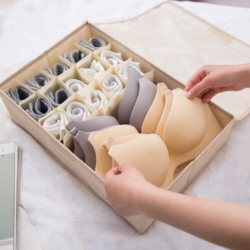 Moisture Proof Underwear Storage Box Socks Underpants Sorting Case 10/15 Grids Drawer Bra Tidy Box Women Underwear Organizers