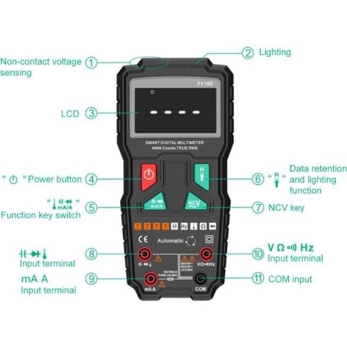 High Precision Multimeter Digital Handheld Automatic AC DC Voltage Current Meter X4YD
