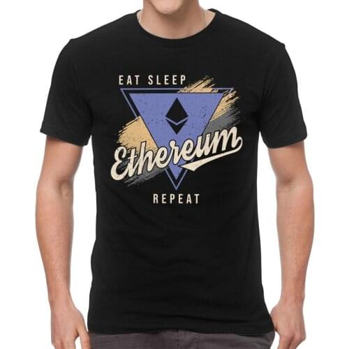 Funny Vintage Eat Sleep Ethereum T Shirt Mens Cotton T-shirts Streetwear Tshirt Short Sleeve Geek Crypto Cryptocurrency Tees