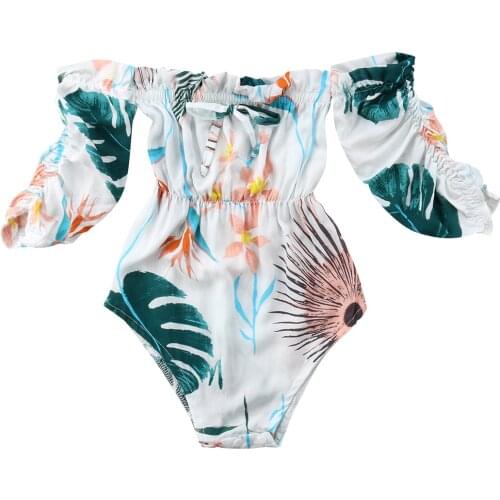 Infant Newborn Kids Clothing Baby Girl Off Shoulder Long Sleeve Romper Jumpsuit Sunsuit Outfit