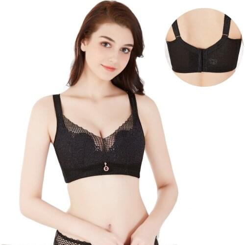 Summer Women Big Large Cup Wire Free Bras Full Coverage Lace Brassiere Plus Size breathable Wide Strap Support Vest Bra C D E