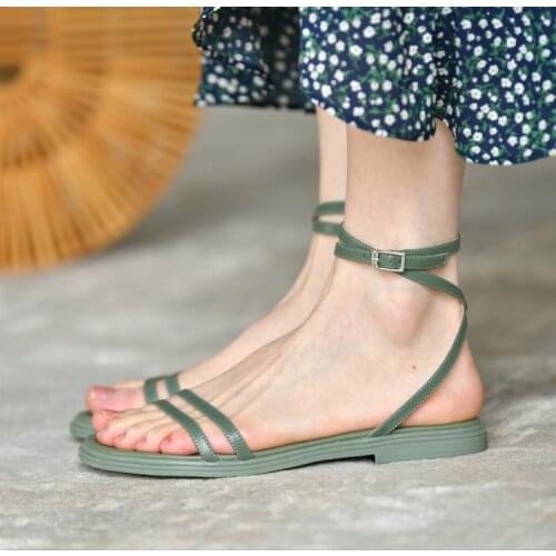 2021 Womens Sandals Fashionable and Versatile Simple Ankle Straps Trendy Temperament Literary Style Womens Sandals size 35-40