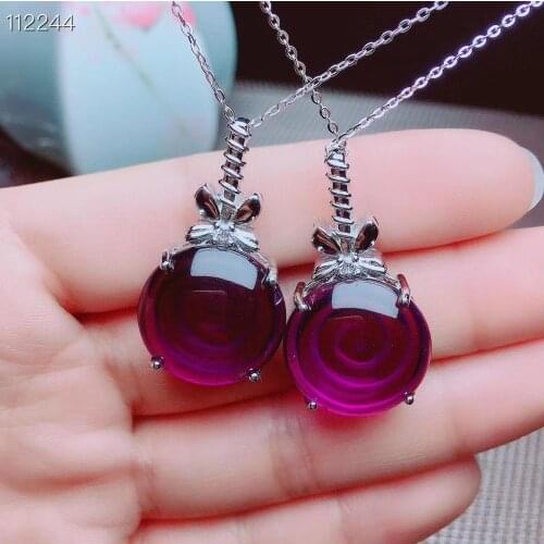 Female Party Jewelry New 100% Natural And Real Amethys Necklace 925 Sterling Silver Amethys Pendant