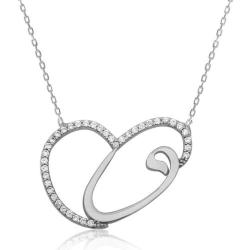 Tevuli 925 Sterling Silver Heart Vav Lady Necklace