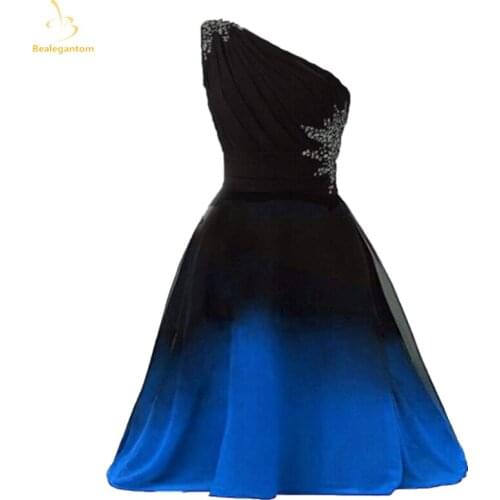 Bealegantom Short Gradient Chiffon Prom Dresses 2021 Ombre Beads Formal Party Homecoming Gowns Vestido Robe De Soiree QA1618