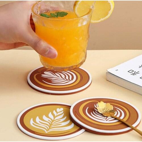 1Pcs Coffee Garland Cup Coaster PVC Heat-resistant Non Slip Mat For Water Cup Mug Placemat Hot Drink Holder Home Decor 10x10cm