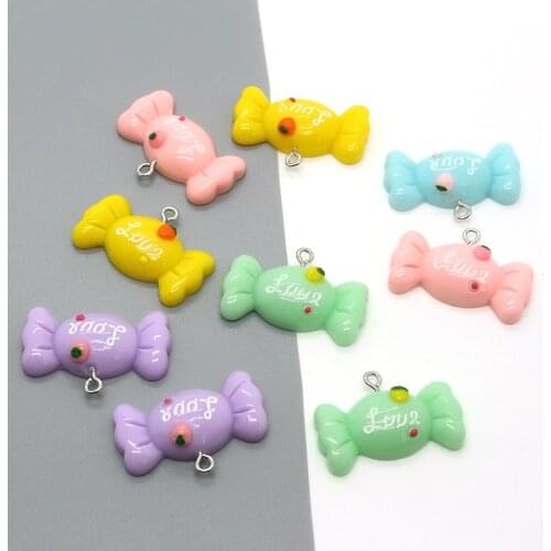 10pcs Cute Mix Letter Sugar Resin Food Charms Diy Earring Pendants For Jewelry Make Foods Keychains Necklace Charm Accessory